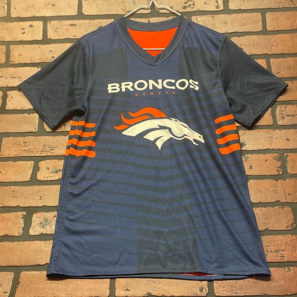 NFL Youth‎ XL Reversible Blue Orange Broncos Flag Football Jersey Adult Small T